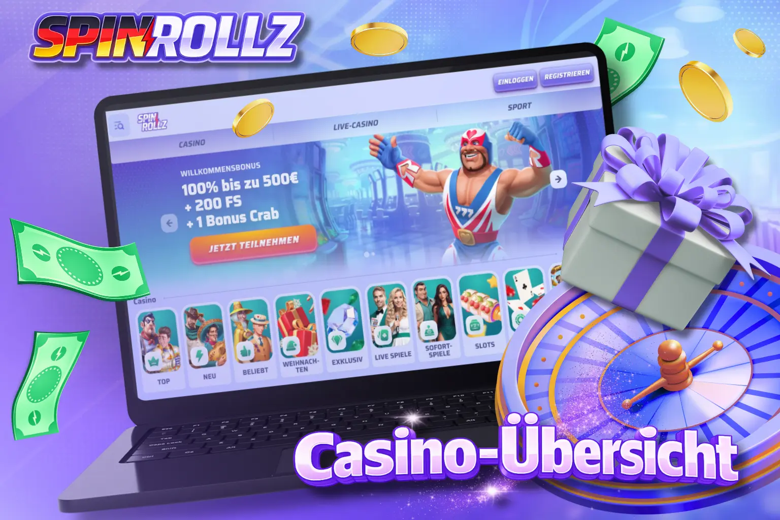 Spinrollz – viele Spiele, Zuverlässigkeit, schnelle Auszahlungen, attraktive Boni